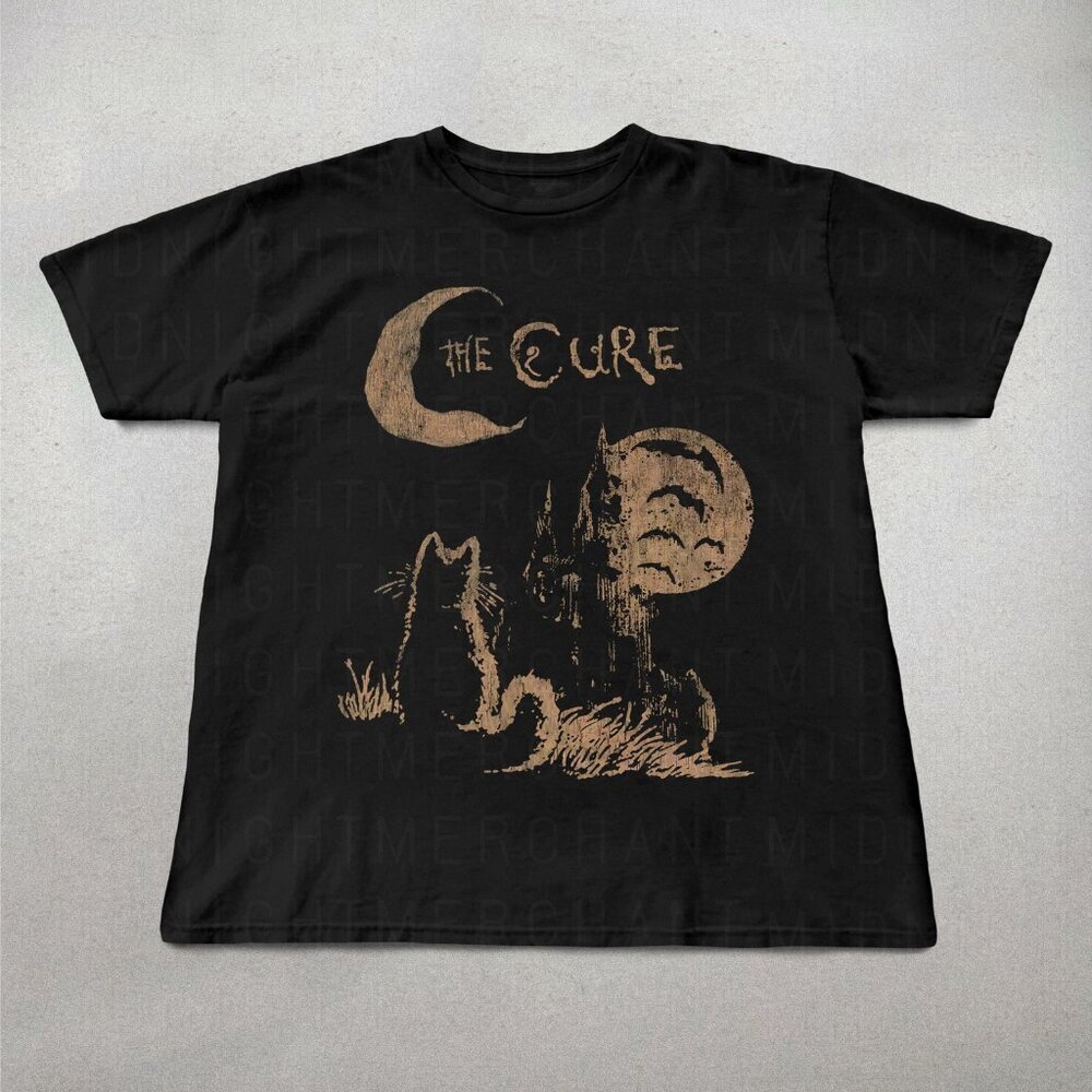 The Cure Cat Tee, 90s Alt Indie Rock, Unisex shirt, Music Gifts, Cat Lover gifts